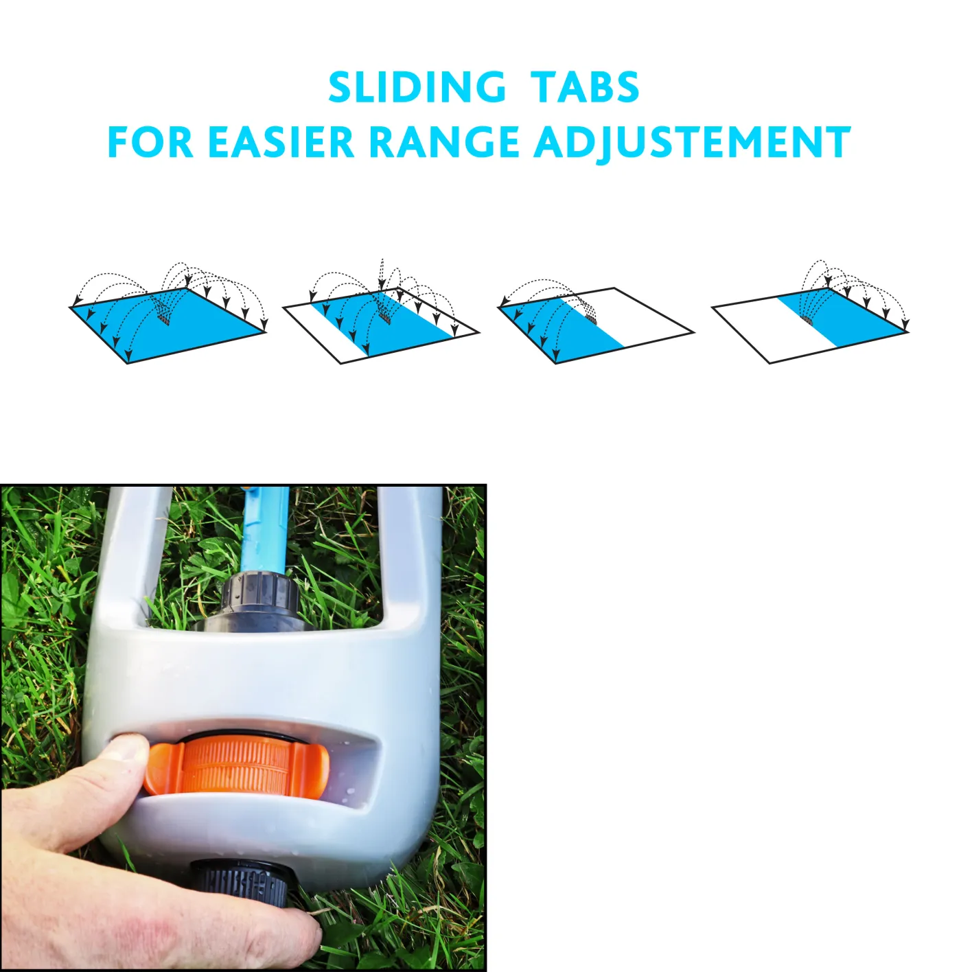 GRÜNTEK Oszillationssprenger Primavera Rasensprenger für mittelgroße Rasenflächen mit Turbo-Motor und mit Variabler Breite