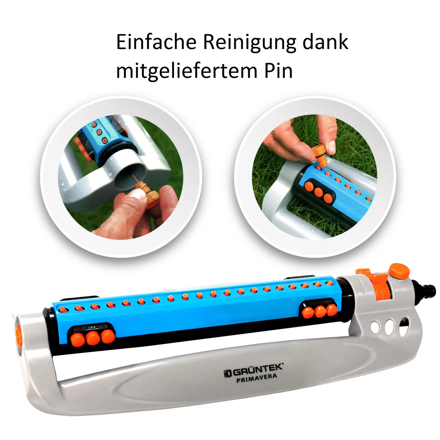 GRÜNTEK Rasensprenger für große Rasenflächen mit Turbo-Motor und mit Variabler Breite