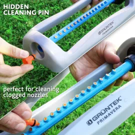 GRÜNTEK Oszillationssprenger Primavera Rasensprenger für mittelgroße Rasenflächen mit Turbo-Motor und mit Variabler Breite