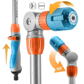 GRÜNTEK Gießstab Wasser-Lanze Gartenbrause für Gartenbewässerung, KFZ- und Fahrradreinigung, starke Sprühlanze, stufenlose Daumensteuerung, Stab Metall Handbrause schwenkbar mit 2 Strahl-Arten