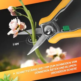 GRÜNTEK Rosen-Pflanzenschere COLIBRI 170 mm Edelstahlklingen mit Zink-Legierung Blumenschere mit Soft-Touch Ergo-Griff