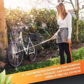 GRÜNTEK Gießstab Wasser-Lanze Gartenbrause für Gartenbewässerung, KFZ- und Fahrradreinigung, starke Sprühlanze, stufenlose Daumensteuerung, Stab Metall Handbrause schwenkbar mit 2 Strahl-Arten